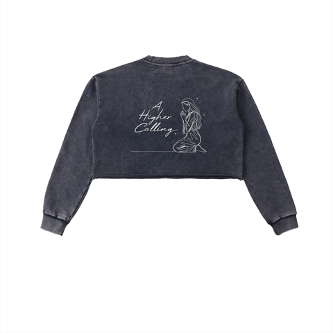 Royal Blue A Higher Calling Cropped Sweatshirt back view