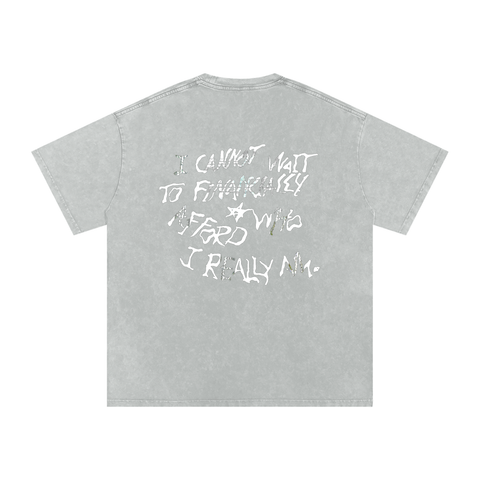 Light Gray Snow Washed Oversized Cotton Tee back view