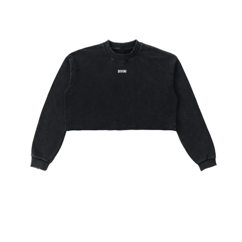 Black A Higher Calling Cropped Sweatshirt front view