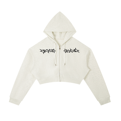 Oat Gray hoodie with black designs