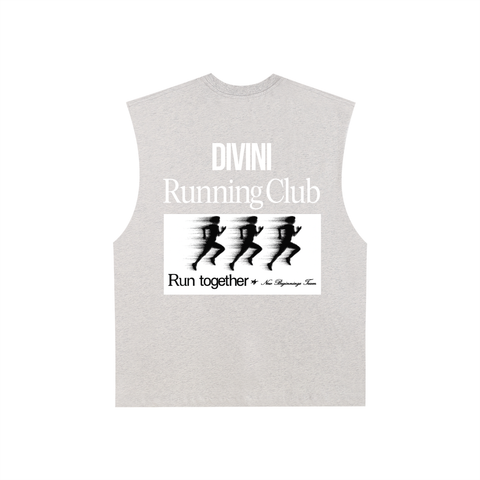 flower gray Running Club Tank back view