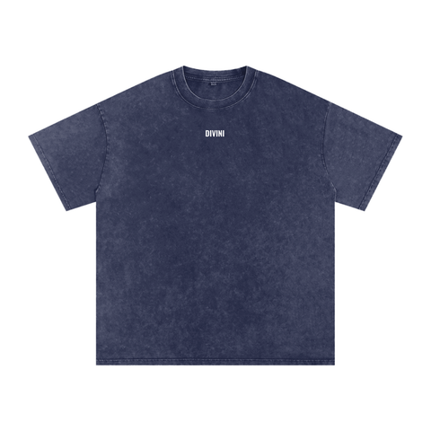 Royal Blue Snow Washed Oversized Cotton Tee front view