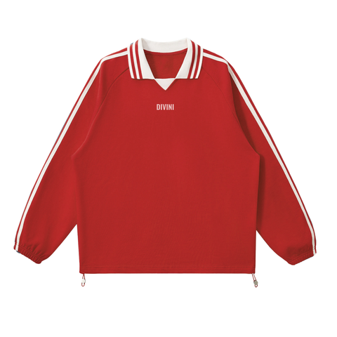 Red vintage pullover front view
