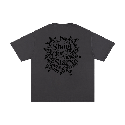 Dark Gray t-shirt with 'Shoot for the Stars' design on a white background