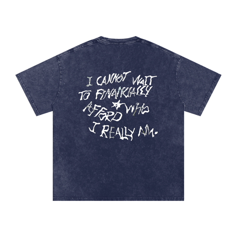 Royal Blue Snow Washed Oversized Cotton Tee back view