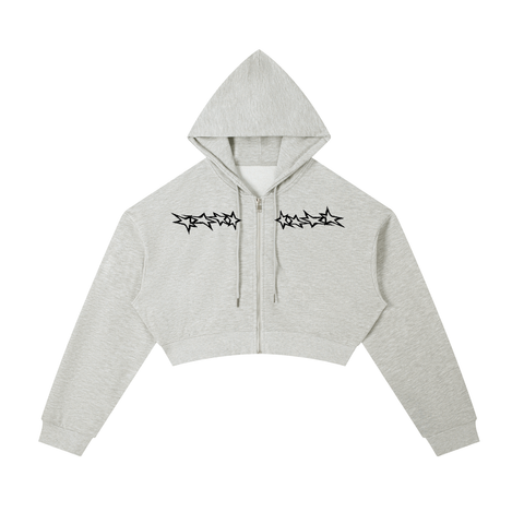 Flower Gray hoodie with black designs