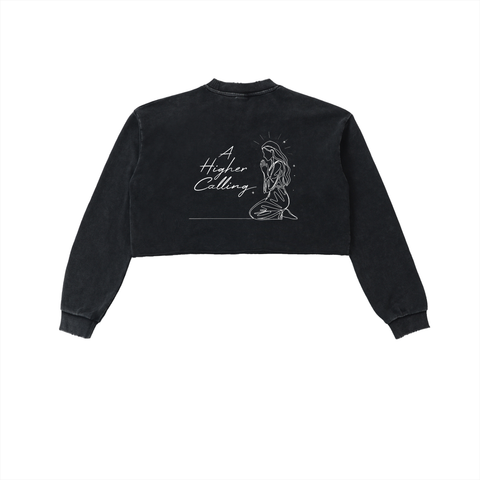 Black A Higher Calling Cropped Sweatshirt back view
