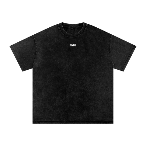 black Snow Washed Oversized Cotton Tee front view