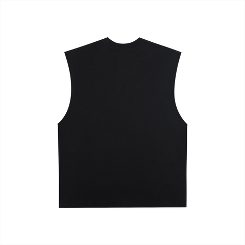 Black sleeveless shirt on a white background
