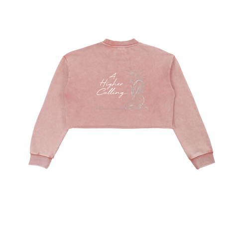 pink A Higher Calling Cropped Sweatshirt back view