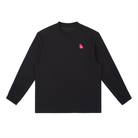 black Nothing Worth Having Comes Easily Long Sleeve Crewneck front view