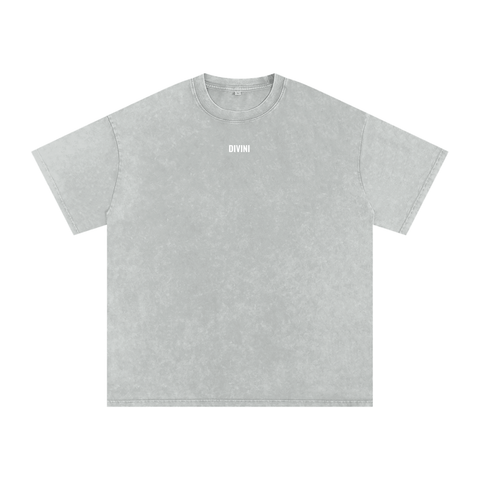 Light Gray Snow Washed Oversized Cotton Tee front view