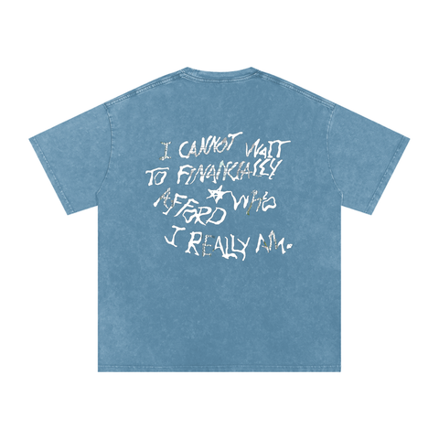 Blue Jeans Snow Washed Oversized Cotton Tee back view